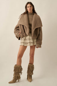 Sure Thing Sherpa Fleece Waterfall Lapel Jacket - ShopPromesa