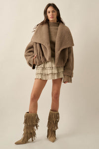 Sure Thing Sherpa Fleece Waterfall Lapel Jacket - ShopPromesa