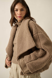 Sure Thing Sherpa Fleece Waterfall Lapel Jacket - ShopPromesa