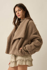 Sure Thing Sherpa Fleece Waterfall Lapel Jacket - ShopPromesa