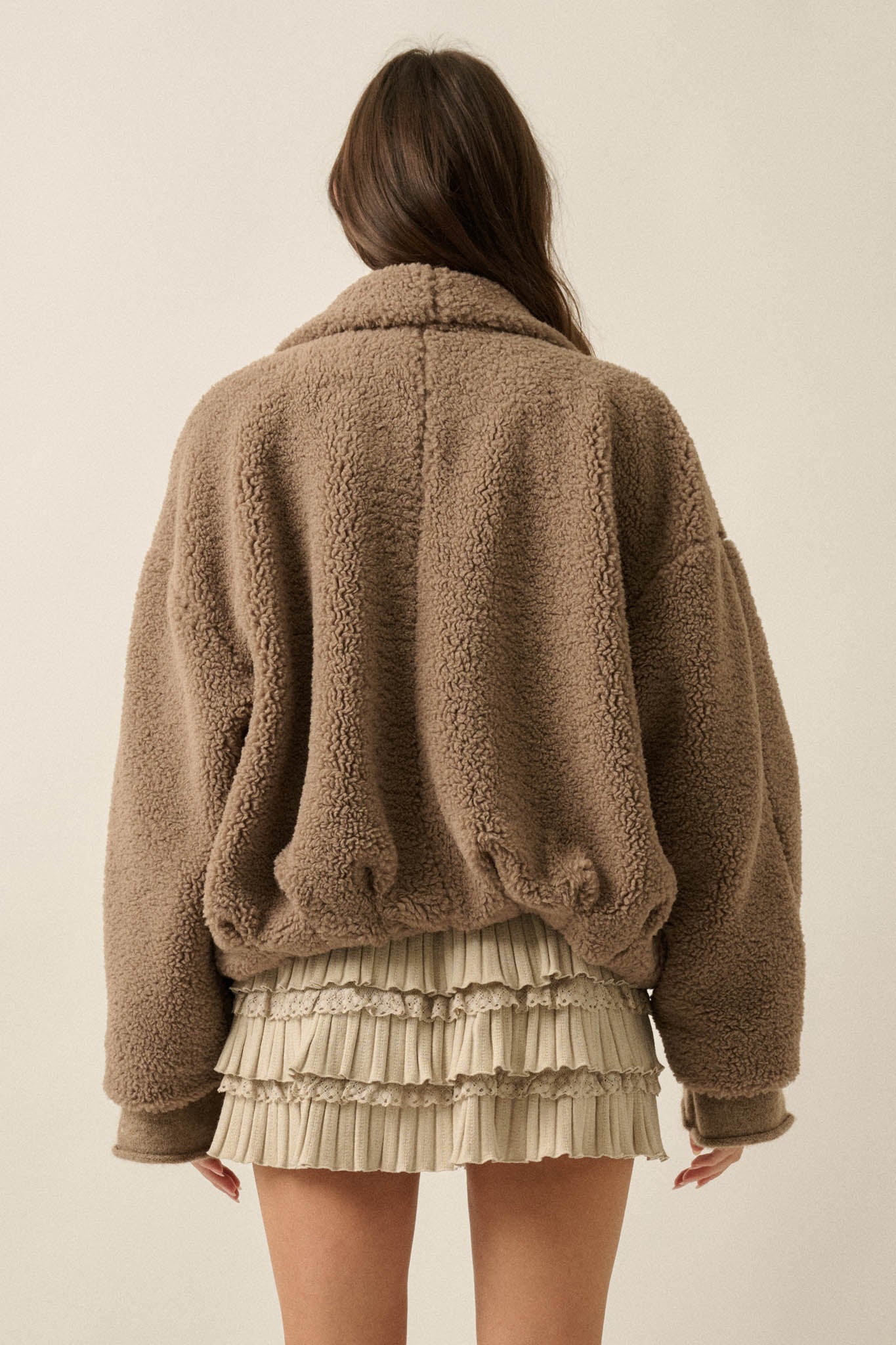 Sure Thing Sherpa Fleece Waterfall Lapel Jacket - ShopPromesa