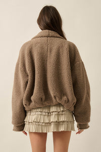 Sure Thing Sherpa Fleece Waterfall Lapel Jacket - ShopPromesa