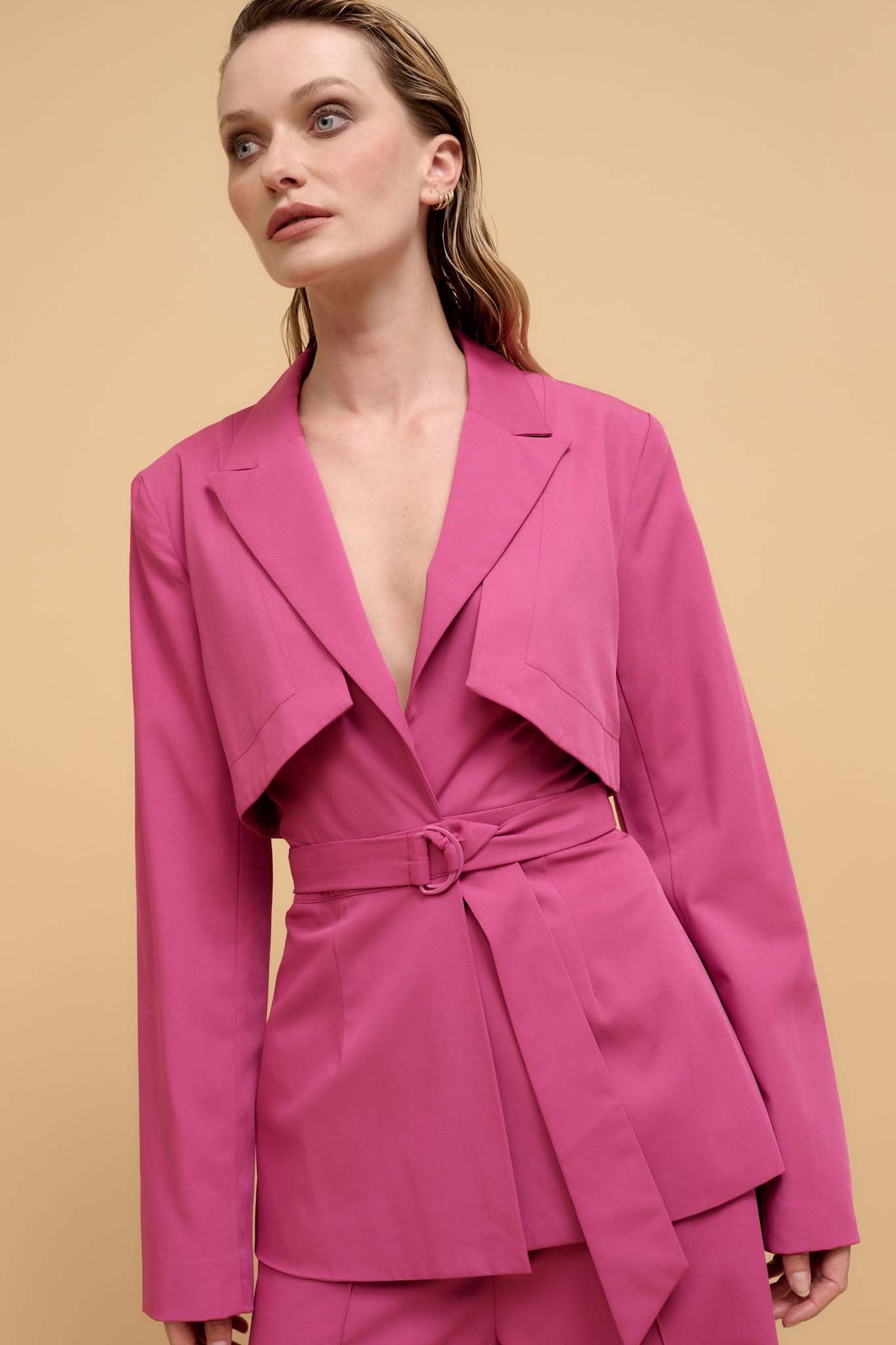 Push the Envelope Layered Belted Blazer