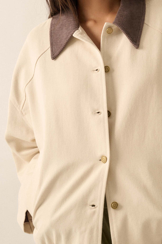 Country Mile Corduroy Collar Twill Utility Jacket - ShopPromesa