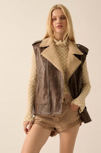 Wild One Vegan Leather and Fleece Motorcycle Vest - ShopPromesa