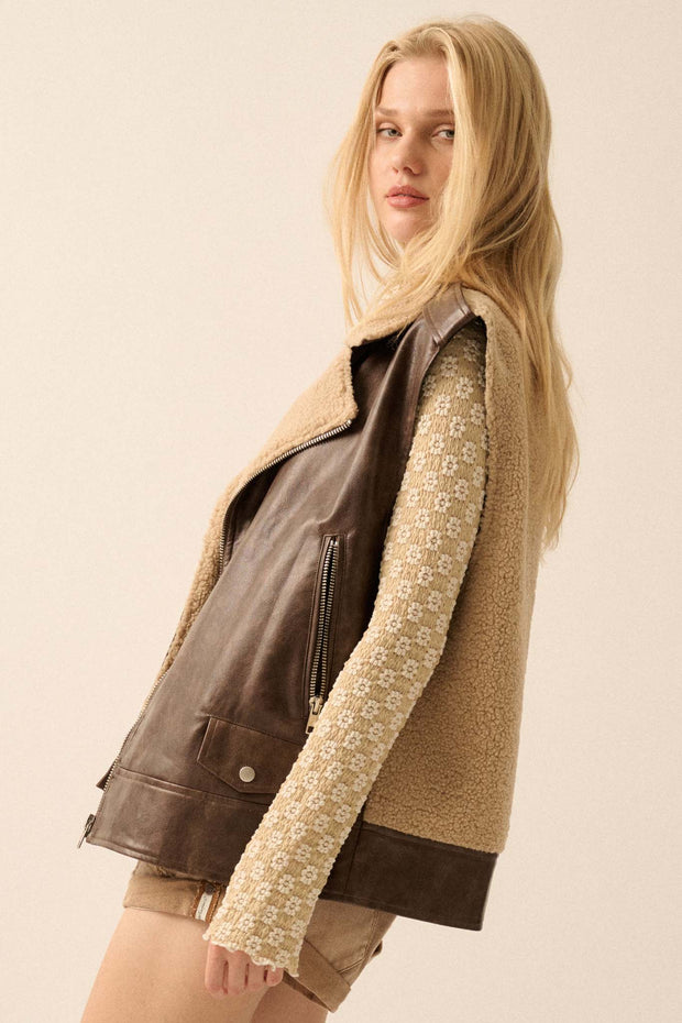 Wild One Vegan Leather and Fleece Motorcycle Vest - ShopPromesa