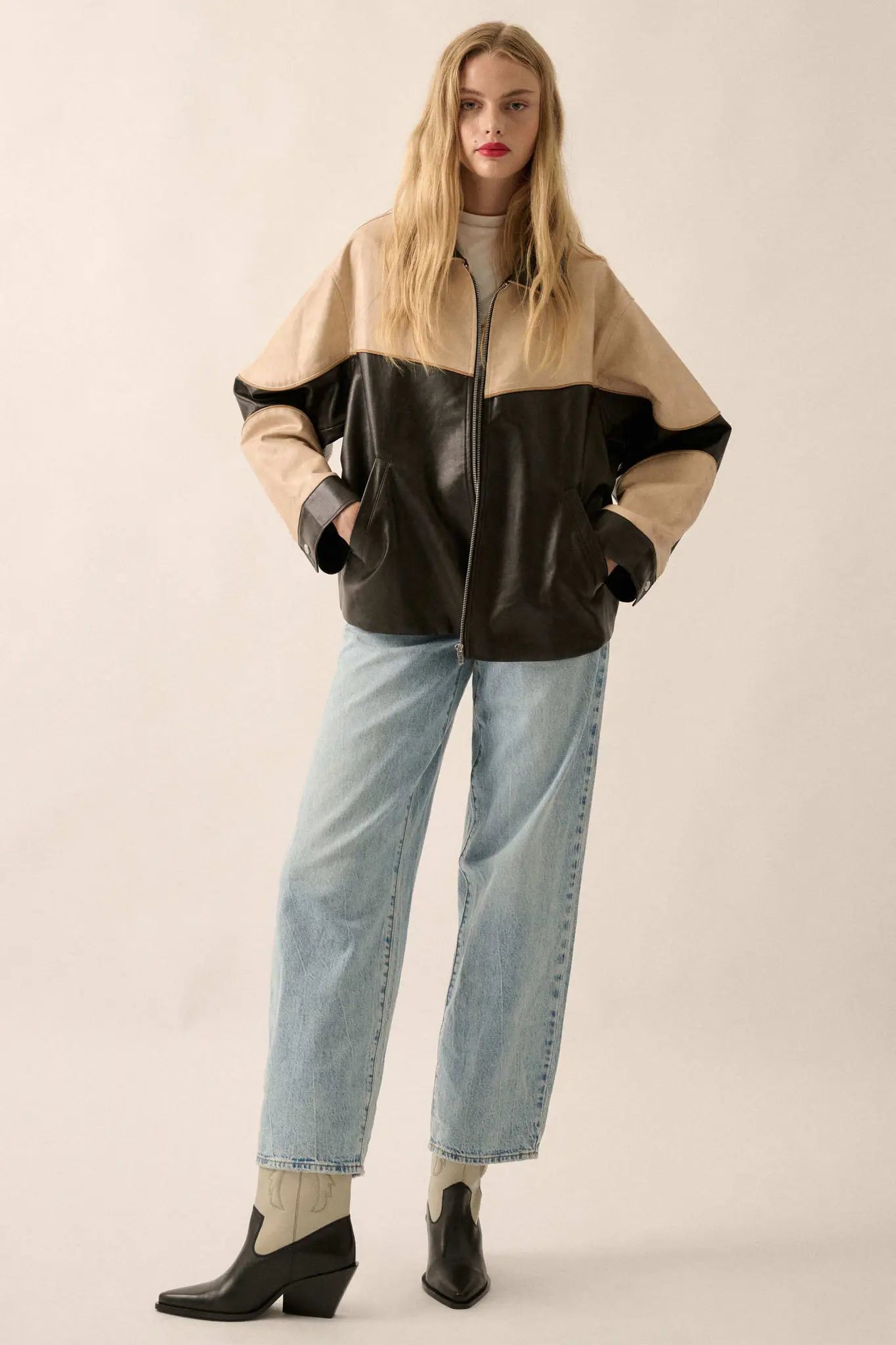 Hit the Road Colorblock Vegan Leather Jacket