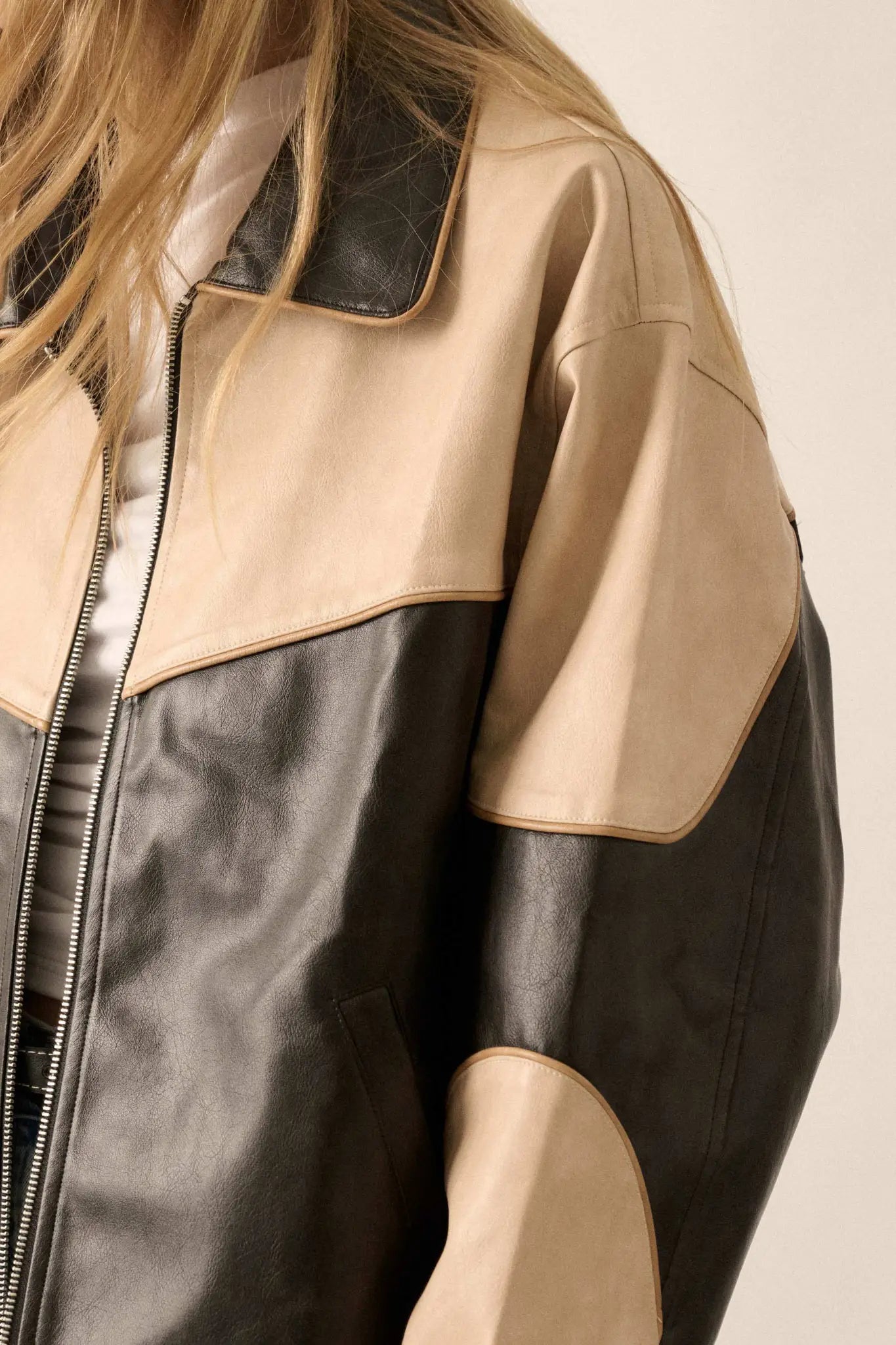 Hit the Road Colorblock Vegan Leather Jacket