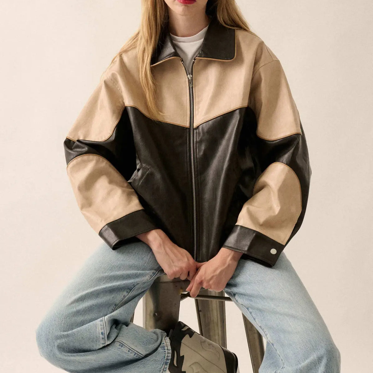 Hit the Road Colorblock Vegan Leather Jacket Hit the Road Colorblock Vegan Leather Jacket