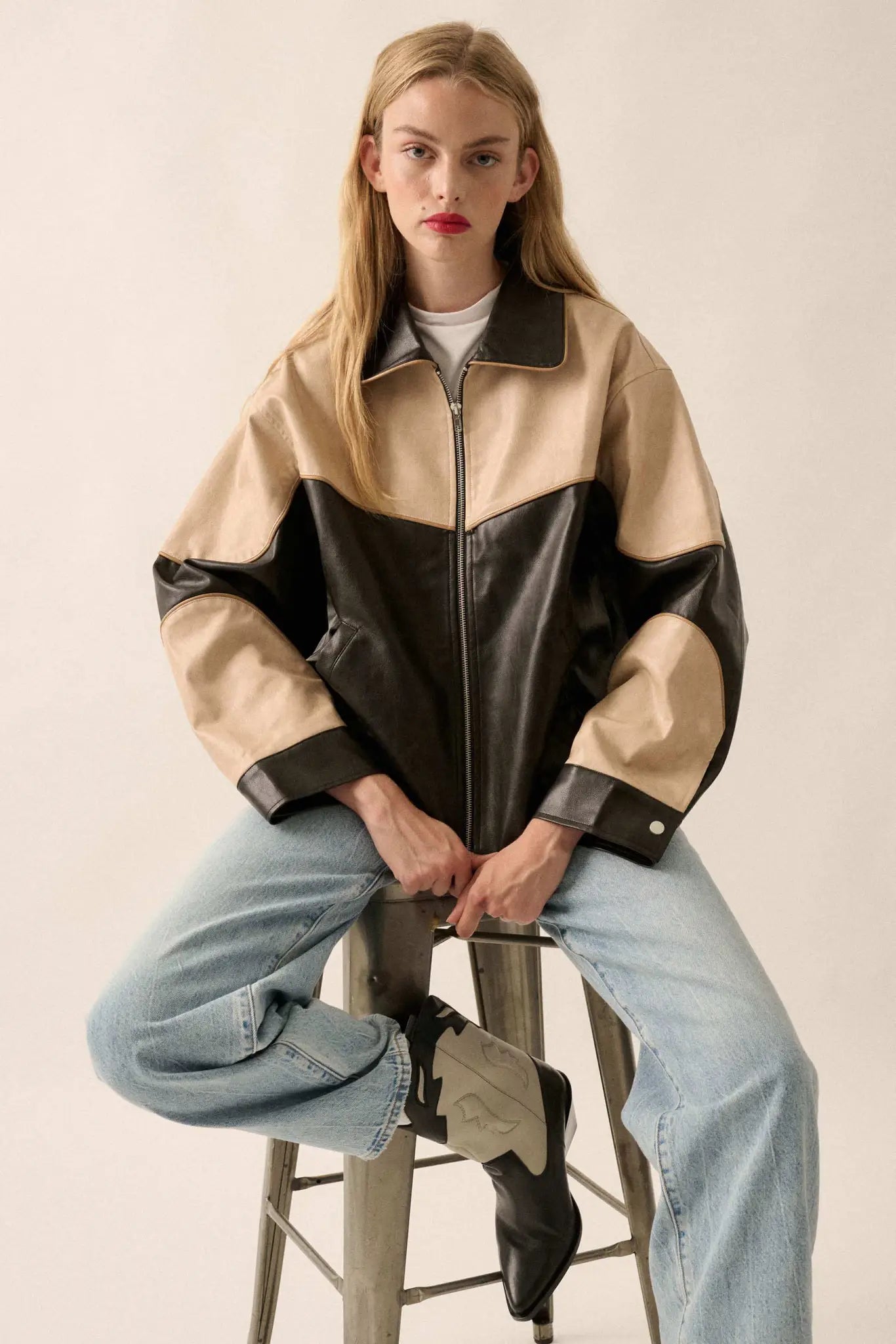 Hit the Road Colorblock Vegan Leather Jacket