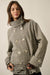 Plaid News Funnel-Neck Double-Breasted Belted Jacket - ShopPromesa