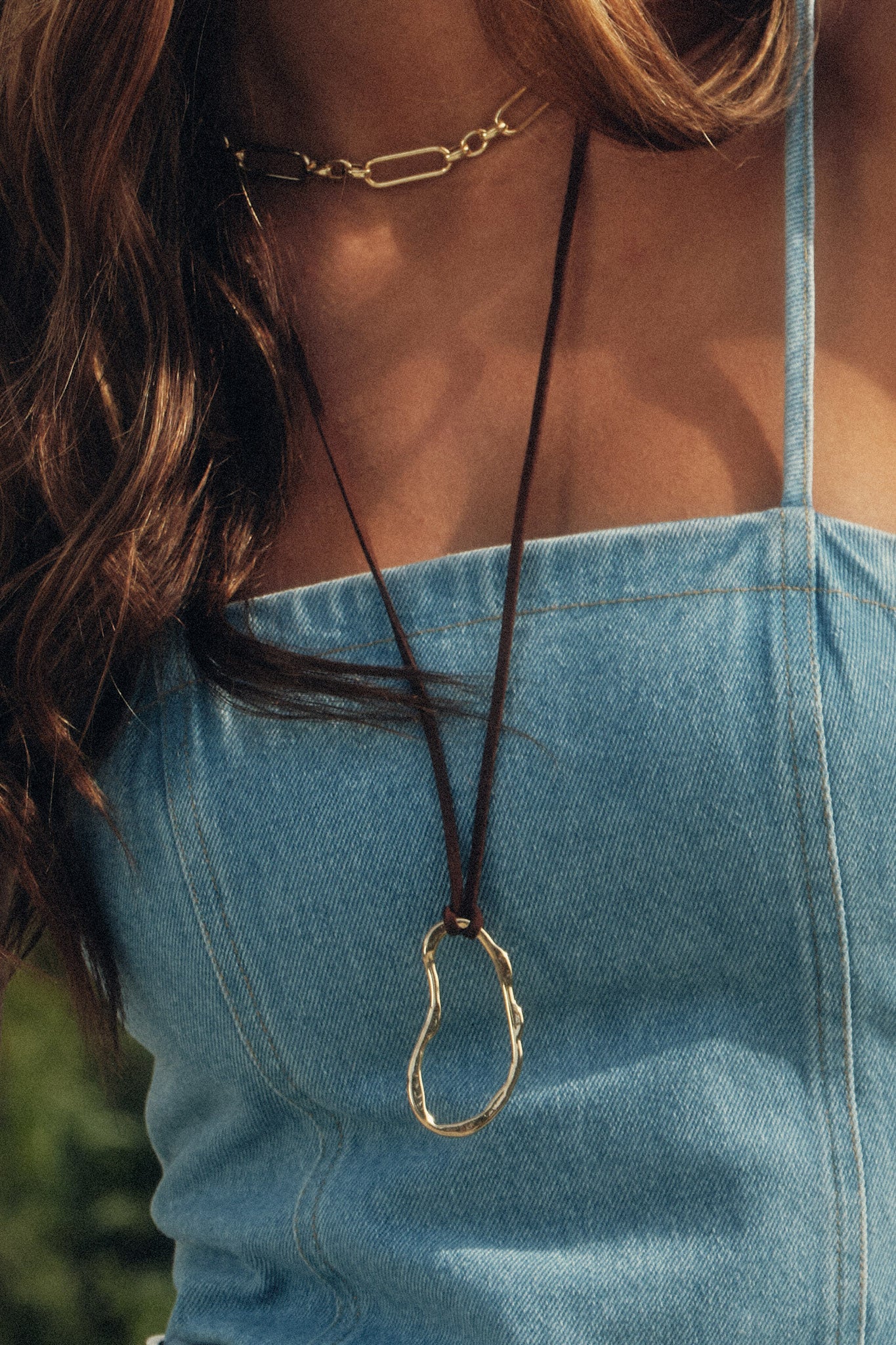 Tiburon Abstract Oval Pendant Suede Cord Necklace - ShopPromesa