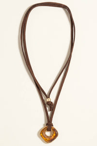 Antelo Tortoise Acrylic Ring Suede Cord Necklace - ShopPromesa