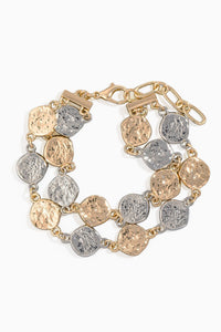 Chalon Two-Tone Hammered Coin Chain Bracelet - ShopPromesa