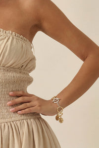 Ladera Two-tone Hammered Coin and Hoop Bracelet - ShopPromesa
