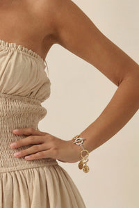 Ladera Two-tone Hammered Coin and Hoop Bracelet - ShopPromesa