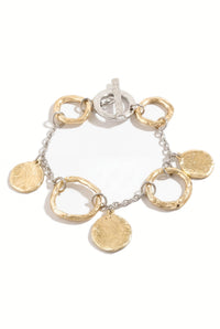 Ladera Two-tone Hammered Coin and Hoop Bracelet - ShopPromesa