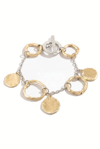 Ladera Two-tone Hammered Coin and Hoop Bracelet - ShopPromesa