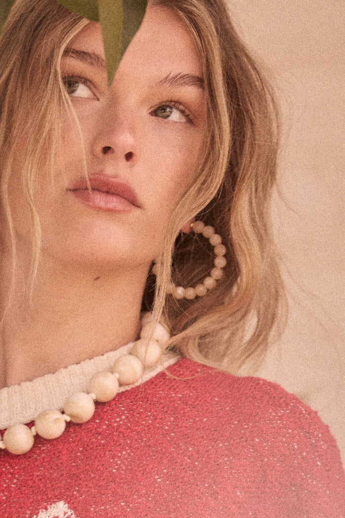 Crescenta Marble Resin Bead Hoop Earrings - ShopPromesa