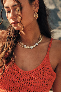 Cielo Two-Tone Hammered Coin Chain Necklace - ShopPromesa