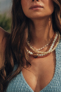 Hyperion Marble Resin Layered Beaded Necklace - ShopPromesa