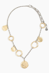 Bellagio Hammered Coin and Hoop Chain Necklace - ShopPromesa