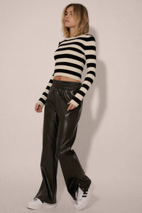 Going Solo Vegan Leather Snap-Cuff Pants - ShopPromesa
