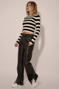 Going Solo Vegan Leather Snap-Cuff Pants - ShopPromesa