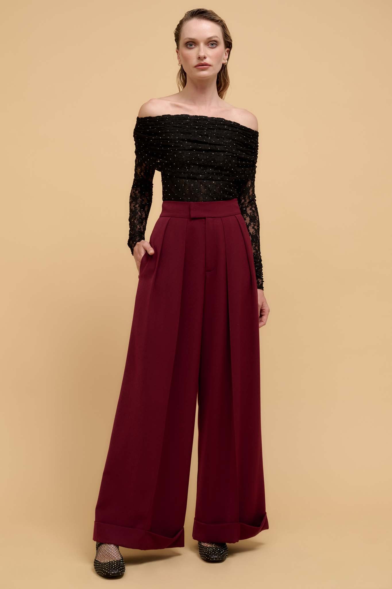 Hit Your Stride Pleat-Front Cuffed Wide-Leg Pants