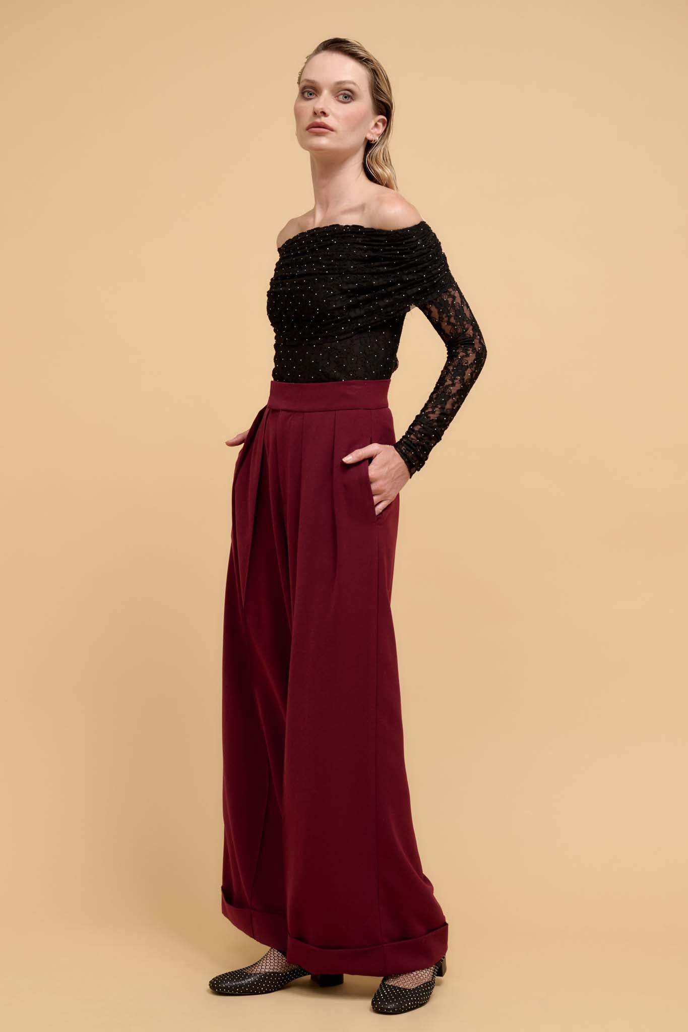 Hit Your Stride Pleat-Front Cuffed Wide-Leg Pants