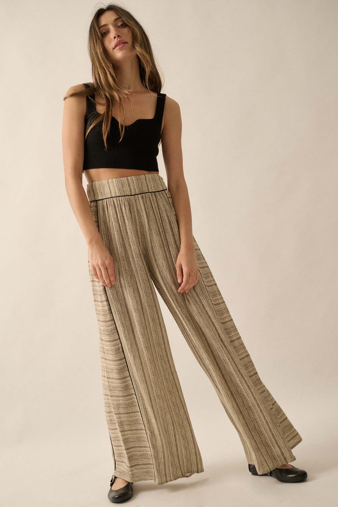 Life's Journey Striped Geo-Print Wide-Leg Pants - ShopPromesa