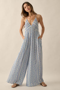 Field and Flower Floral-Stripe Halter Jumpsuit - ShopPromesa