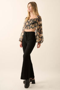 Midnight Moves Floral Lace Flare Pants - ShopPromesa