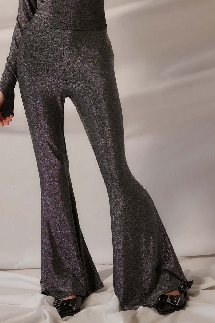 Moonage Daydream Metallic Knit Flare Pants - ShopPromesa