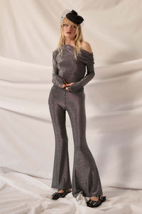 Moonage Daydream Metallic Knit Flare Pants - ShopPromesa