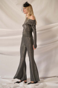 Moonage Daydream Metallic Knit Flare Pants - ShopPromesa