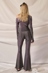 Moonage Daydream Metallic Knit Flare Pants - ShopPromesa