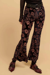Daisy Delight Floral Burnout Velvet Flare Pants - ShopPromesa