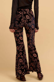 Daisy Delight Floral Burnout Velvet Flare Pants - ShopPromesa