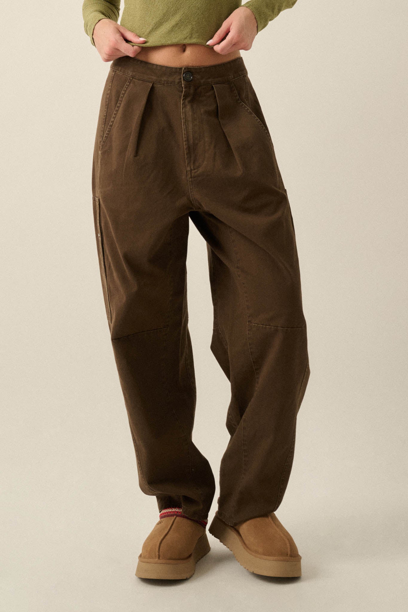 Miles to Go Cotton Twill Pleated Cargo Pants - ShopPromesa