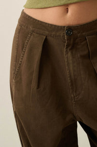 Miles to Go Cotton Twill Pleated Cargo Pants - ShopPromesa