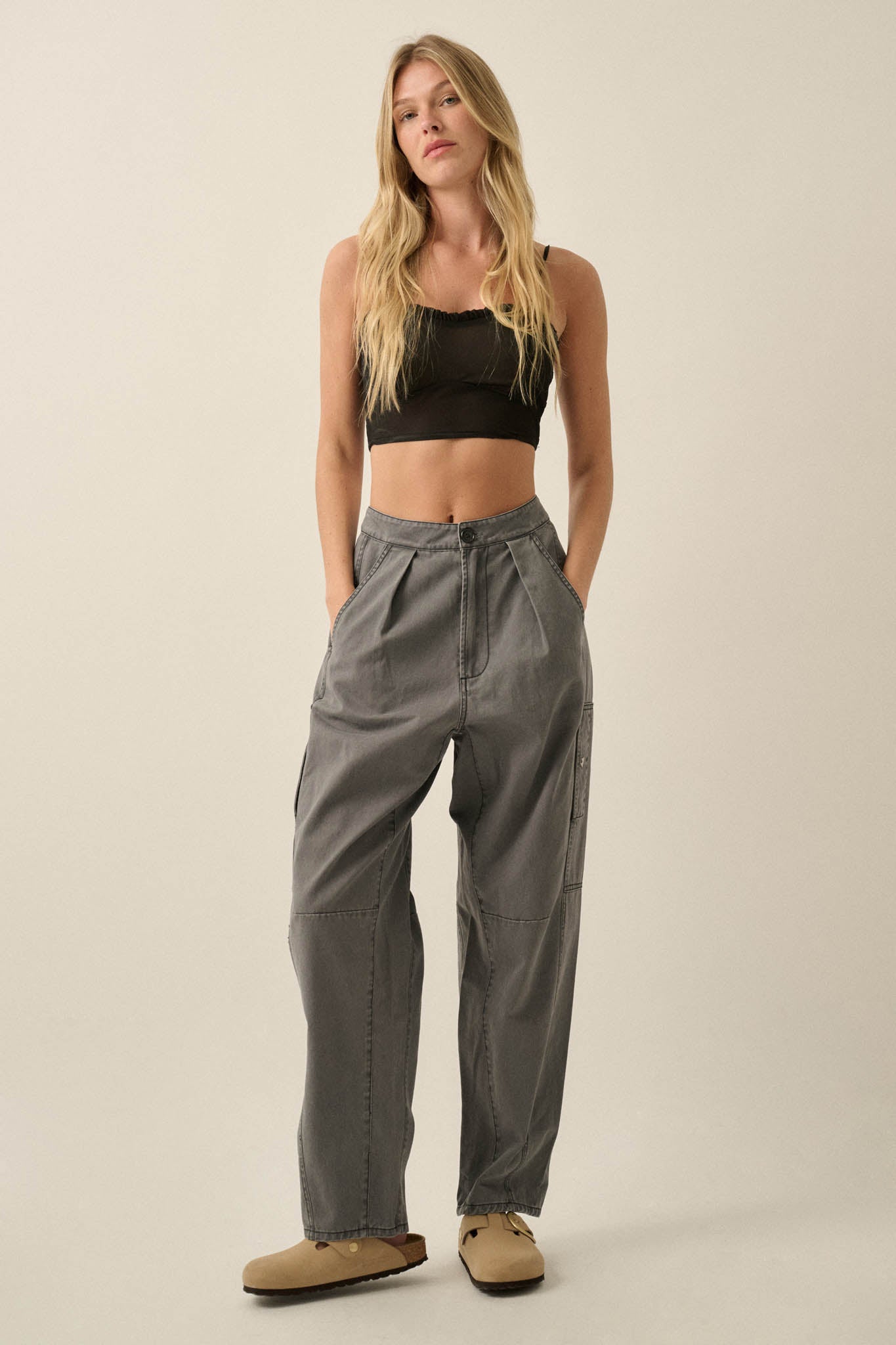 Miles to Go Cotton Twill Pleated Cargo Pants - ShopPromesa