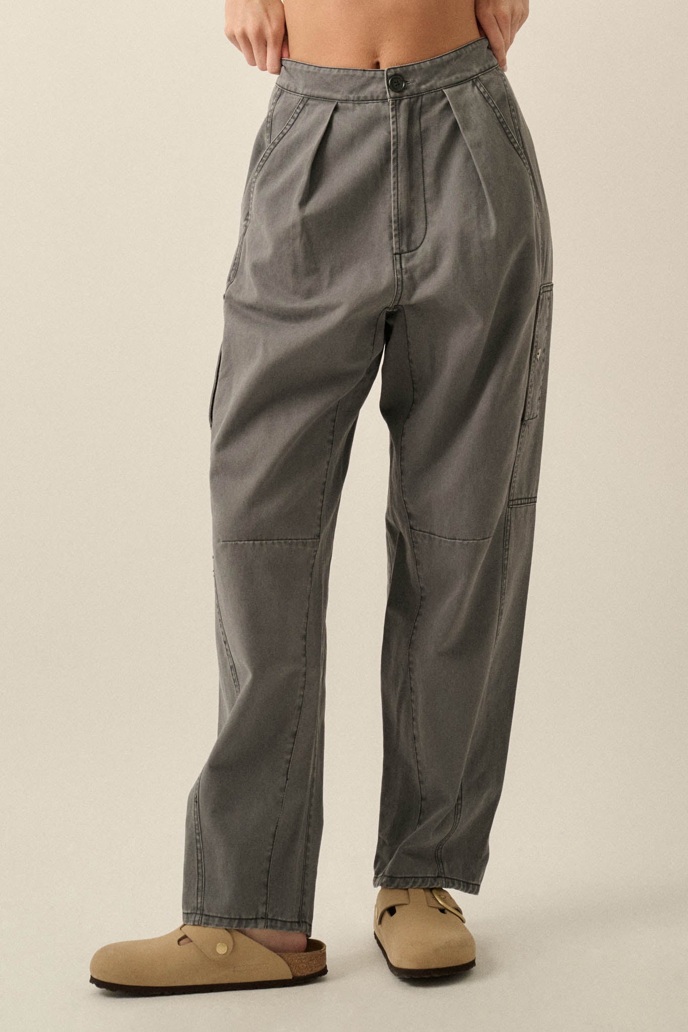 Miles to Go Cotton Twill Pleated Cargo Pants - ShopPromesa