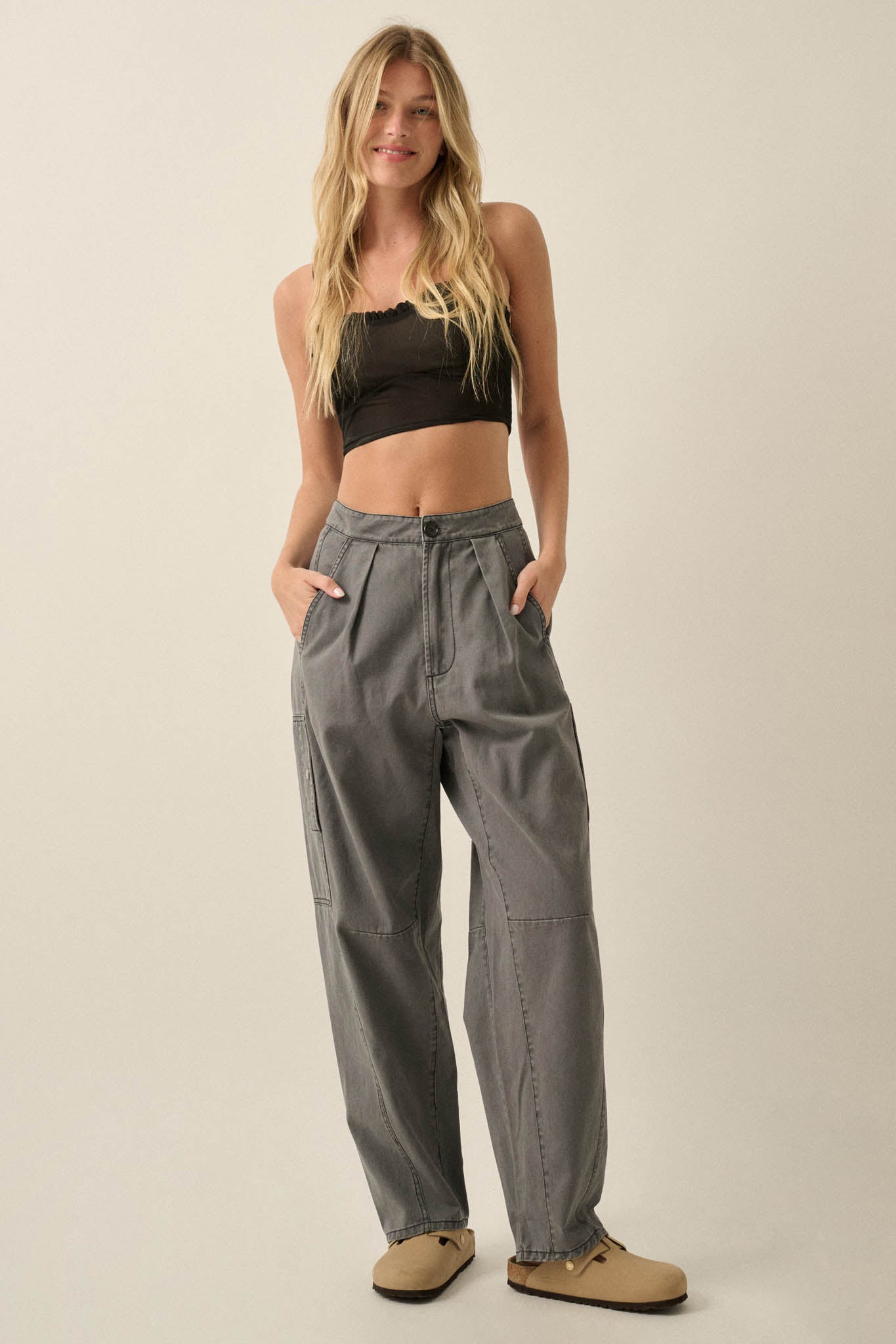 Miles to Go Cotton Twill Pleated Cargo Pants - ShopPromesa