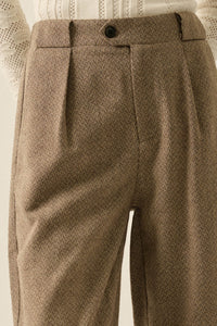 Road Ahead Herringbone Tweed Pleated Pants - ShopPromesa