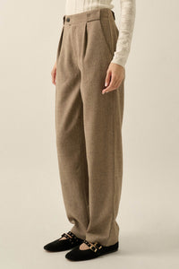Road Ahead Herringbone Tweed Pleated Pants - ShopPromesa