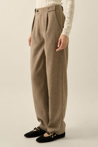Road Ahead Herringbone Tweed Pleated Pants - ShopPromesa