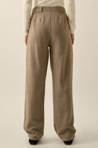 Road Ahead Herringbone Tweed Pleated Pants - ShopPromesa