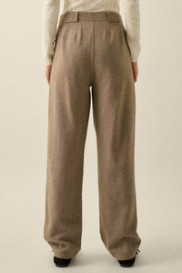 Road Ahead Herringbone Tweed Pleated Pants - ShopPromesa