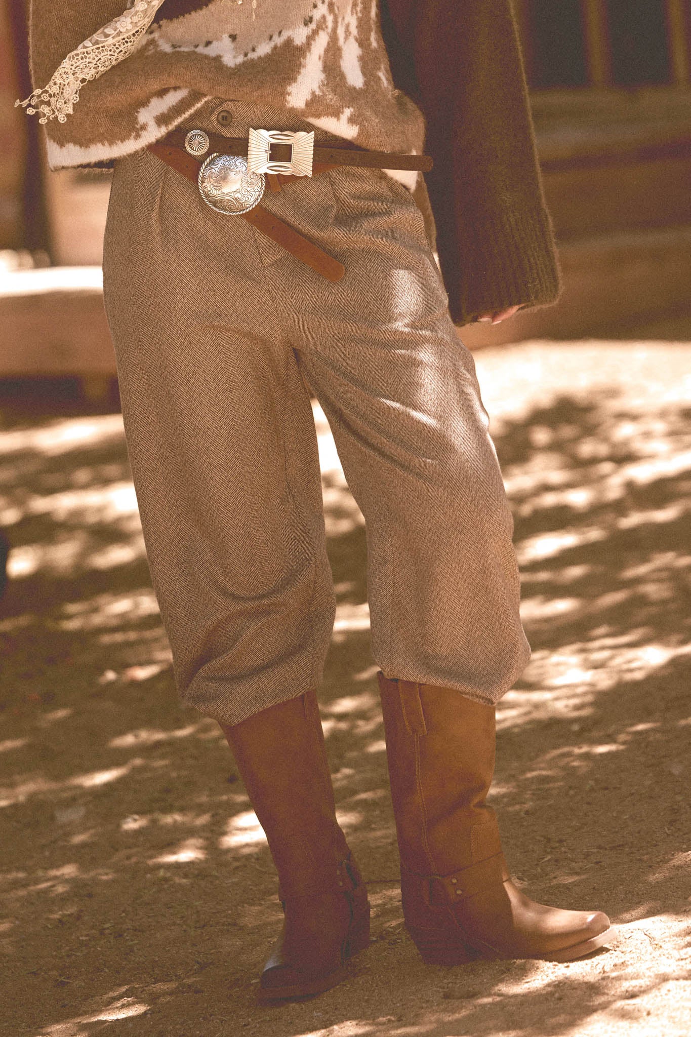 Road Ahead Herringbone Tweed Pleated Pants - ShopPromesa